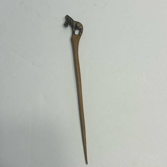 Folk Art Mug Zebra Head Handle Handcrafted Wooden W/ Zebra Swizzle-stick /stirer - Picture 6 of 8